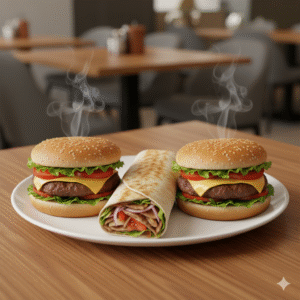 2 Hamburguesas y 1 Dürüm