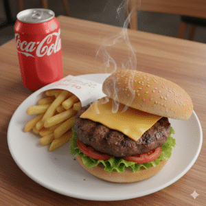 Combo Hamburguesa con Patatas y Coca-Cola