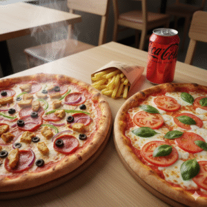 Pizza 28 cm con Patatas y Coca-Cola